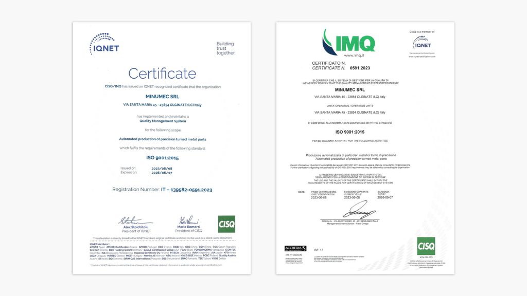 minumec iso 9001:2015 certification